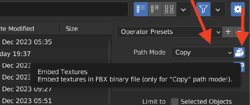 Blender Embed FBX Textures