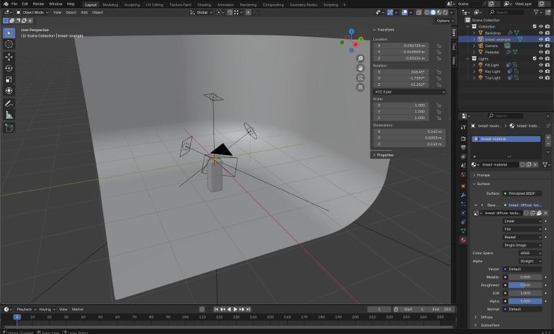 Blender example render scene setup with pedestal