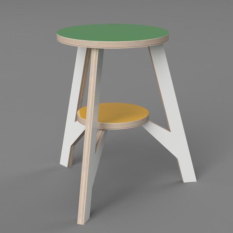 CNC Circle Stool Rendering