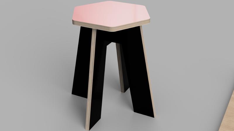 CNC Hex Stool Rendering
