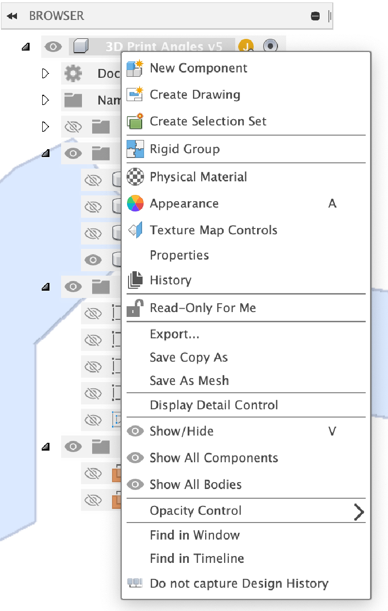 Fusion 360 Properties Browser