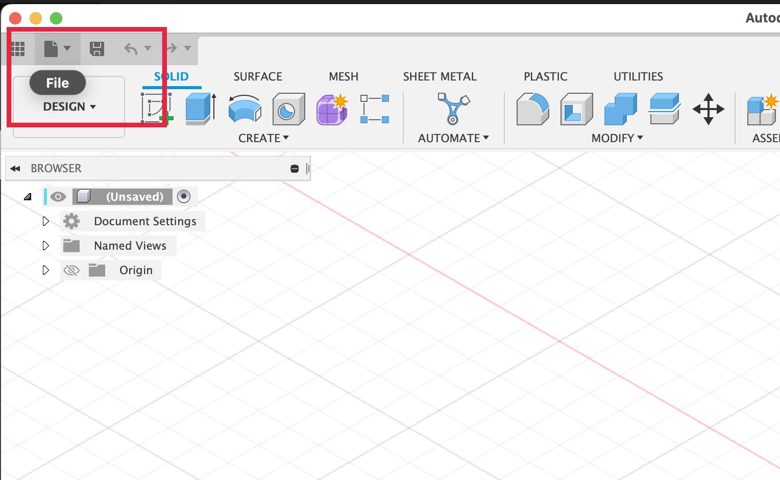 Select file from the top left Fusion 360 menu