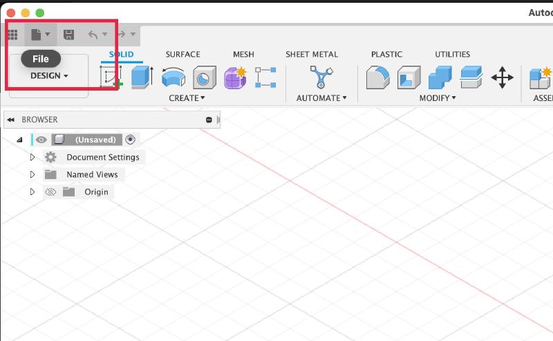 Select file from the top left Fusion 360 menu