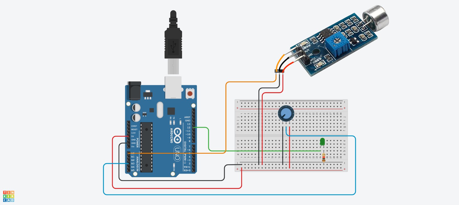 Microphone Control LED with Arduino Circuit