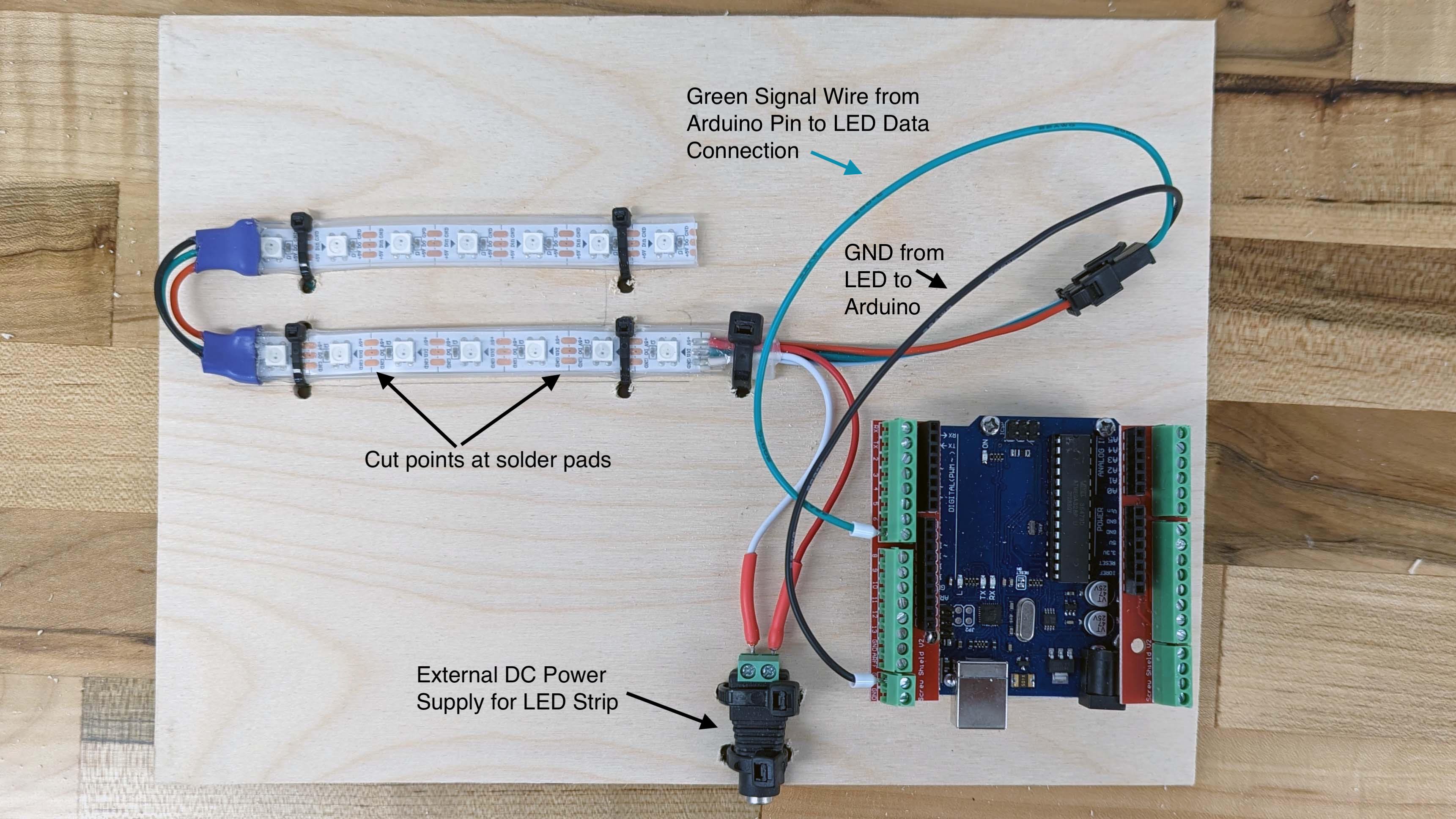 Wiring LED Strip to Arduino and Power Supply