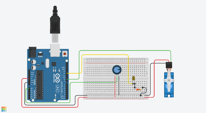 Servo Knob and Blink without Delay Circuit