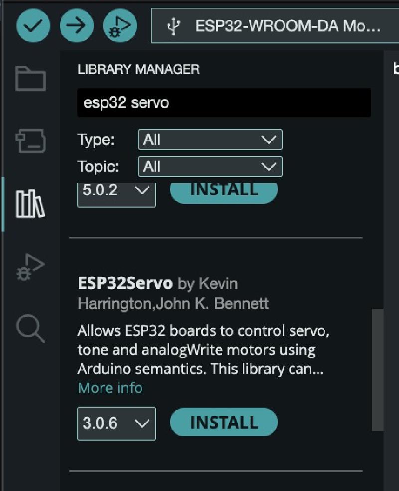 Install ESP32 Servo Library