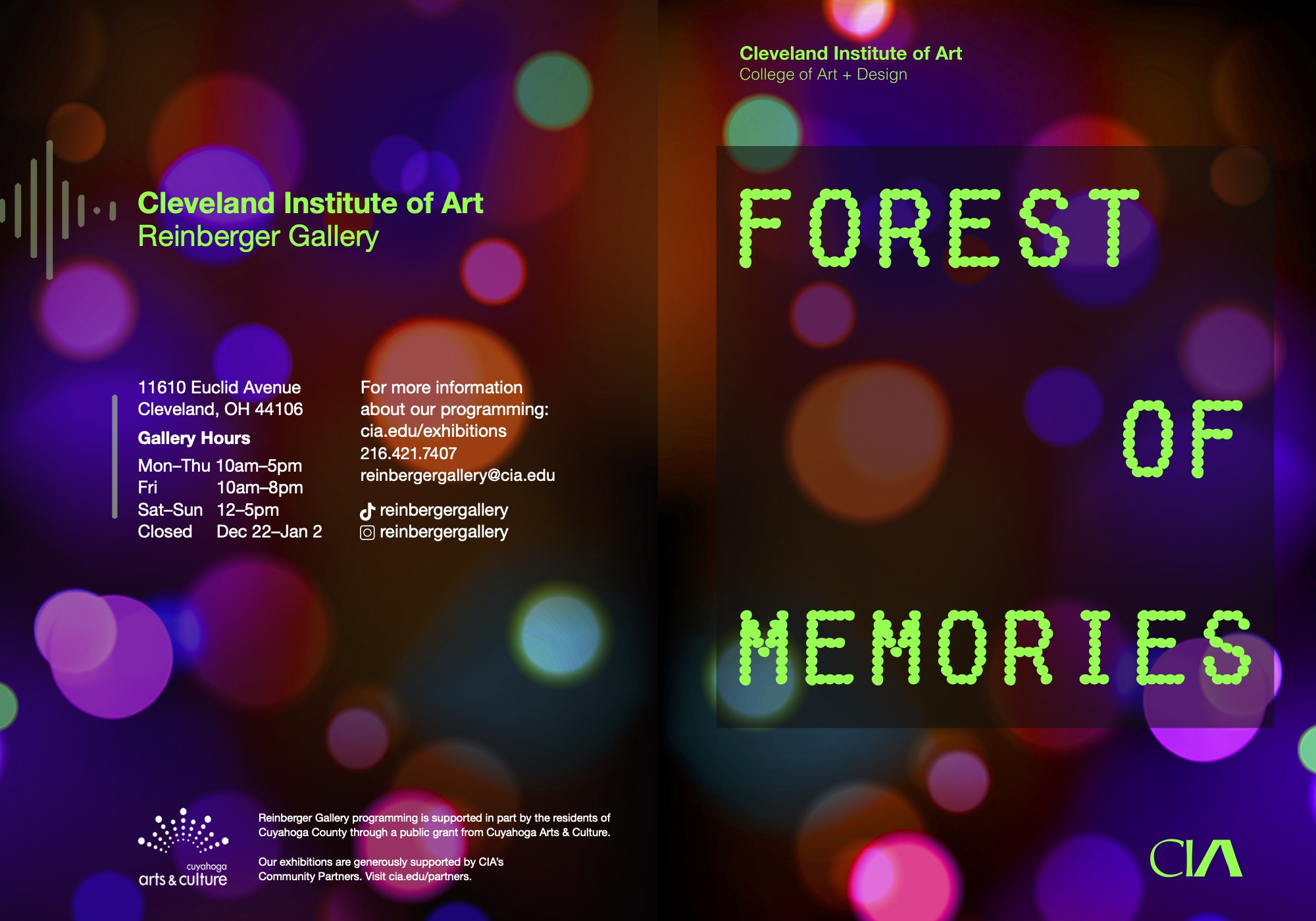 Cleveland Institute of Art Reinberger Gallery Forest of Memories Installation Exhibition Invitation Front