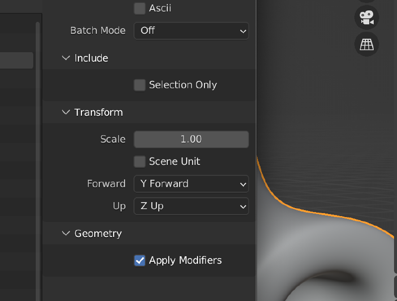 Blender STL Export Options