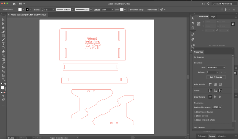 Laser Cut Stand in Illustrator