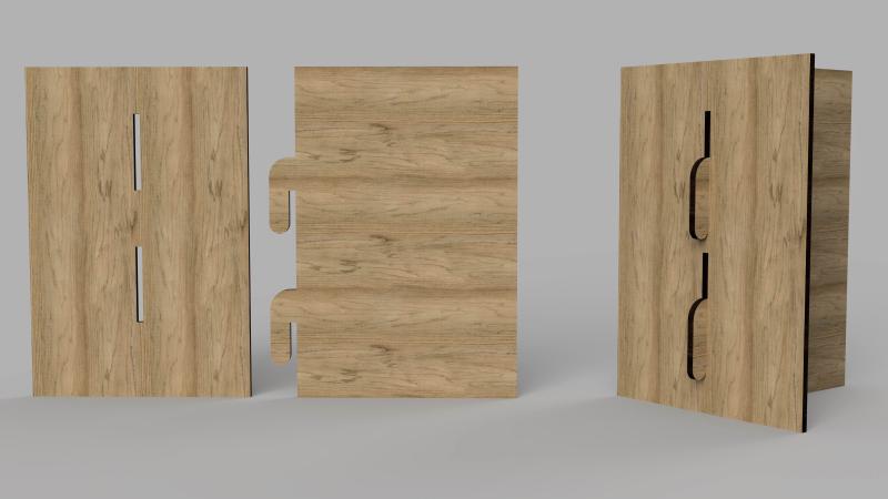 Laser Cut Slot Hook Joint Wood Render