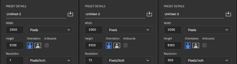 Photoshop pixel dimensions vs DPI