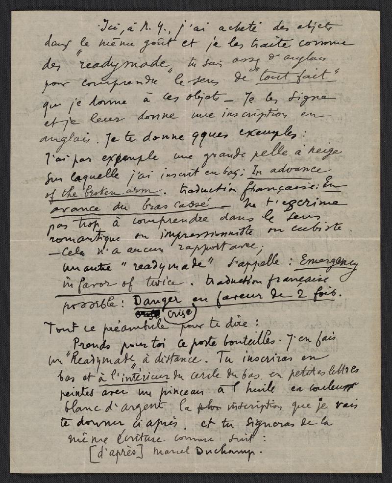 Marcel Duchamp letter to Suzanne Duchamp page 2